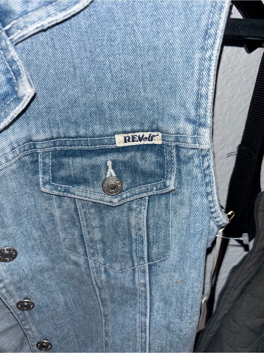Revolt Denim Vest Light Wash 90s Grunge Sleeveless Jean Jacket Size L - Picture 5 of 7